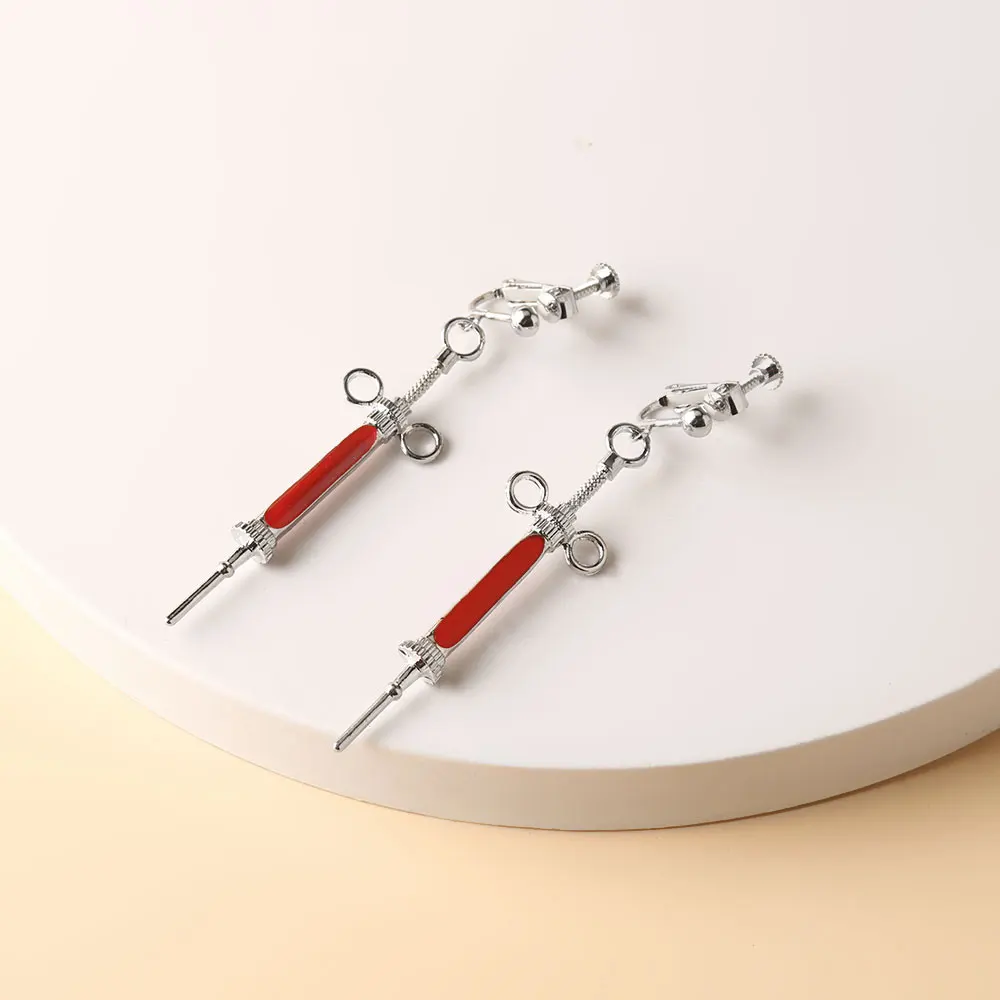 Film le Patient anglais thème collier boucle d'oreille bijoux Vintage seringue forme émail pendentif en alliage métallique Cosplay accessoires accessoire
