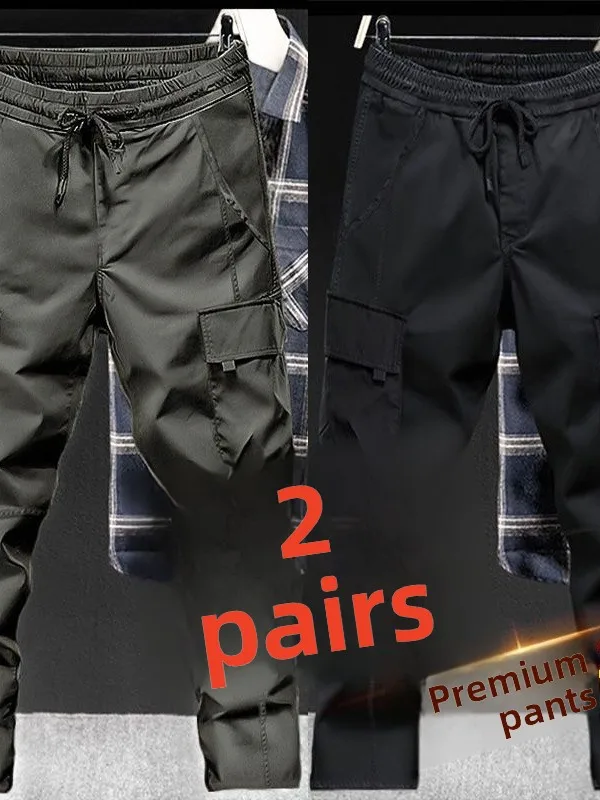 

Американские свободные повседневные брюки, тонкие мужские широкие брюки для работы, износостойкие брюки с эластичной резинкой на талии, длинные брюки