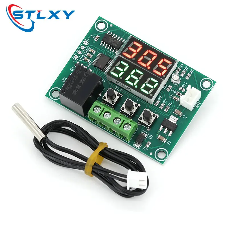 Controlador de Temperatura Digital LED Duplo W1219 DC 12V com Módulo Sensor NTC 10K