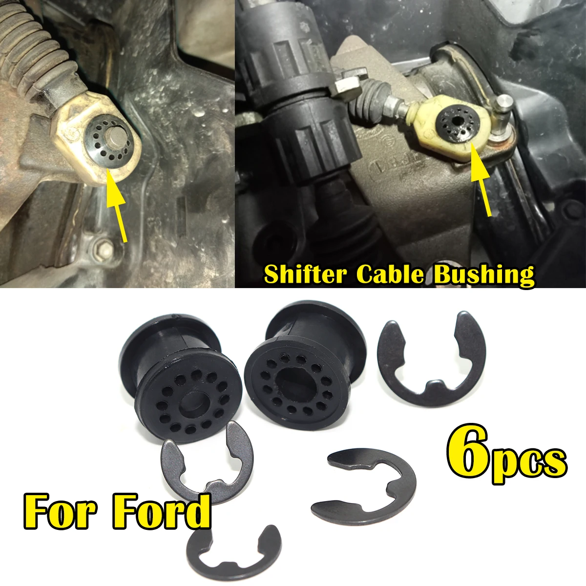 

6pcs Shifter Cable Bushing For Ford Focus Gear Shift Selector Linkage Lever End Pivot Sleeve Clip Car Parts 1998 1999 2000-2011