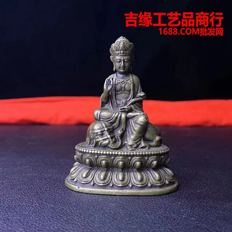 Vintage Brass Puxian Buddha Ornament Small Buddha Statue Table Decoration Crafts Copper Statue