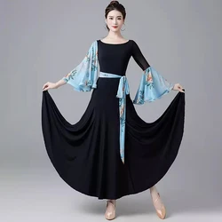 Women's Ballroom dress 2024 New Professional Waltz Interdance Dress Horn Sleeve Ballroom Dance Practice Dress