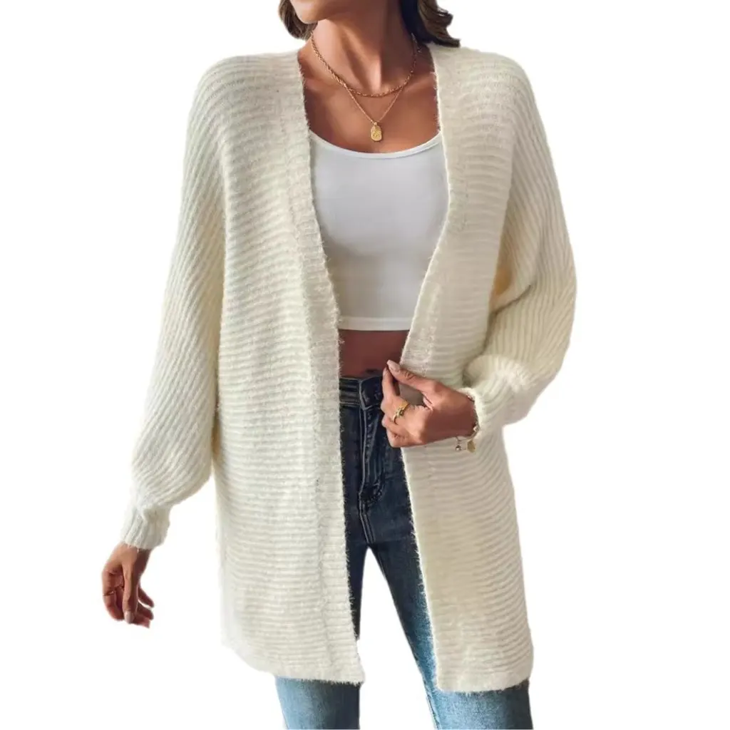 

Women's Casual Cardigan Imitation Mink Sweater Jacket European American Style Autumn Winter Woven Shirt M697