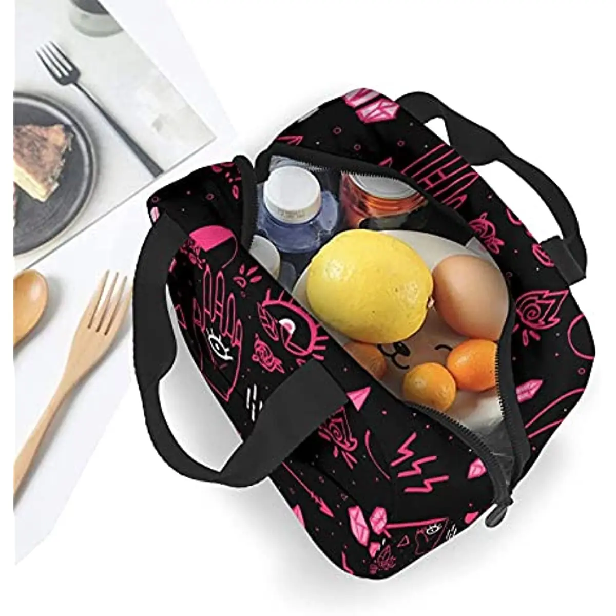 Witch Eyes Insulated Lunch Bag Reusable Lunch Box Cooler Adults Tote Bag for Boys Girls Men Women School Work Office Organizer