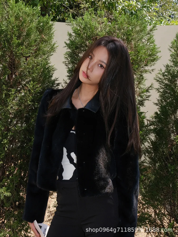 Kunstpelz, kurze Jacken, Mäntel, Damen, mittellang, Event, Mutter, Punk, nahtloses Design, gewebtes Muster, Quasten, Patchwork, Kapuze, Eleganz