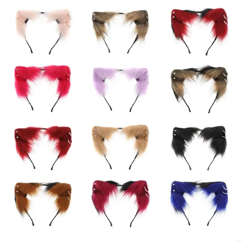 

N5KE Anime Cosplay Props Hair Hoop Furry Hair Styling for Halloween Headband Furry Kitten Animal Carnivals