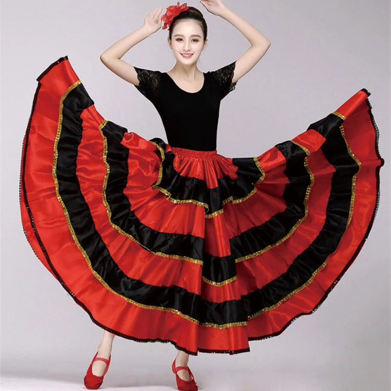 720 540 Spanish Flamenco Skirt Bullfight Dance Dress Costumes Stage Performance Party Red Skirt Women Female Clothing