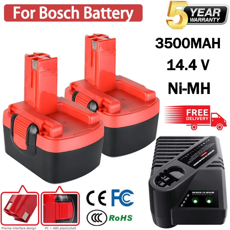 For Bosch 3500mAH 14.4V BAT038 Battery 32614, BAT040, BAT140, PSR 14.4VE-2, GSR 14.4 V, GDS , 35614,BAT041 Battery Power Tool