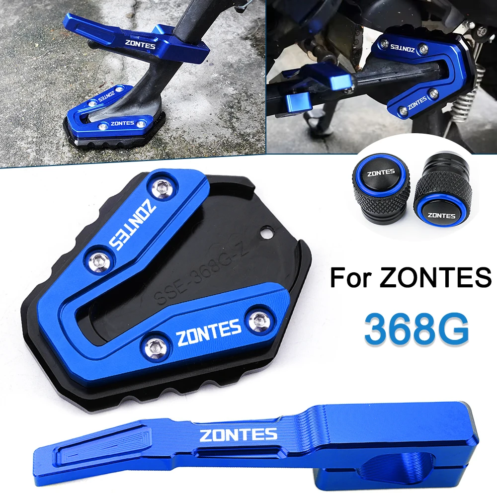 

For ZONTES 368G 368 G 2024 2025 2026 501G Motorcycle Side Stand Enlarged Pad Kickstand Foot Pedal Auxiliary Blocks Valve Caps