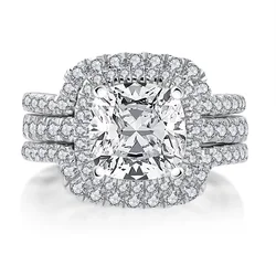 2.5 Carat Moissanite 925 Silver Ring Set For Women Wedding Fint Jewelry Anniversary Gift
