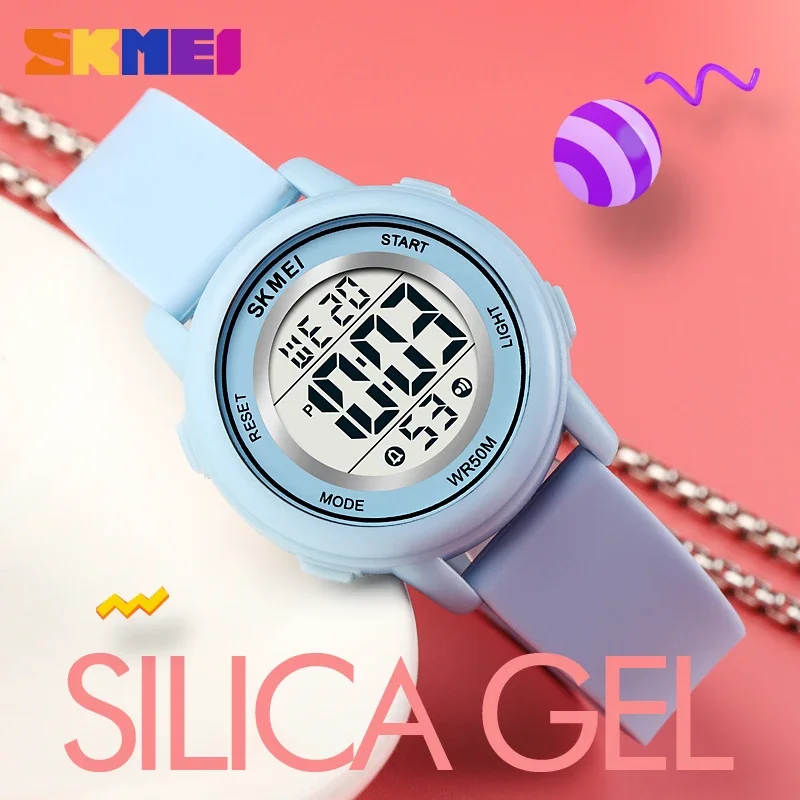 SKMEI 1721 ساعة يد رقمية للأطفال ملونة مقاومة للماء رياضية ملونة للأطفال مقاومة للصدمات ساعة إلكترونية لصبي فتاة على مدار الساعة 1451