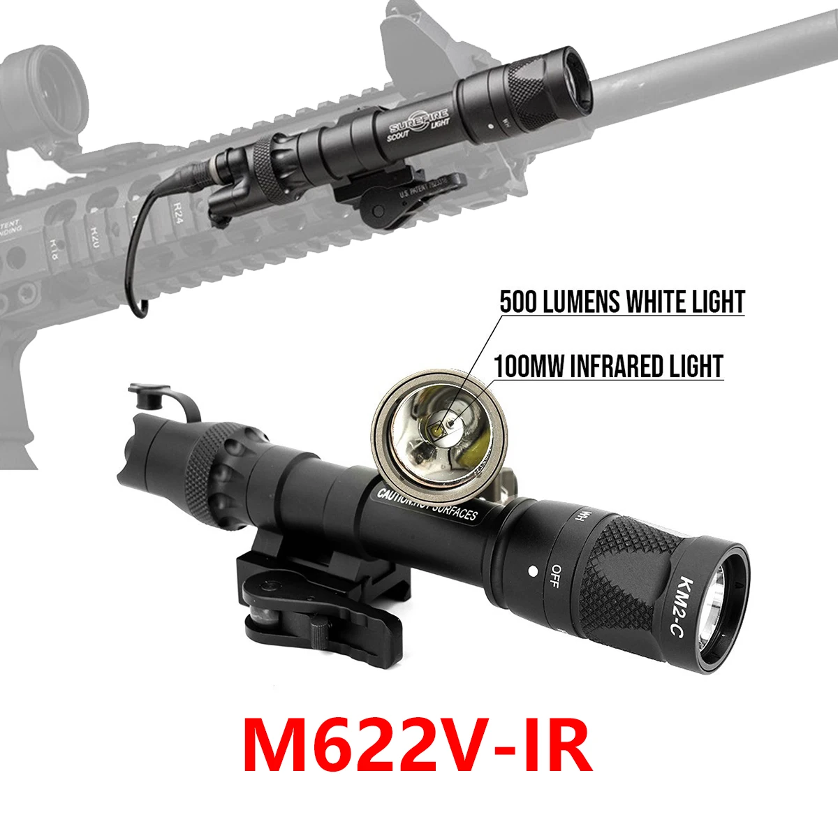 

Тактический фонарь для оружия SureFire M600 M622V M323V ИК-осветитель или стробоскоп и светодиодный фонарик белого света с быстросъемным основанием