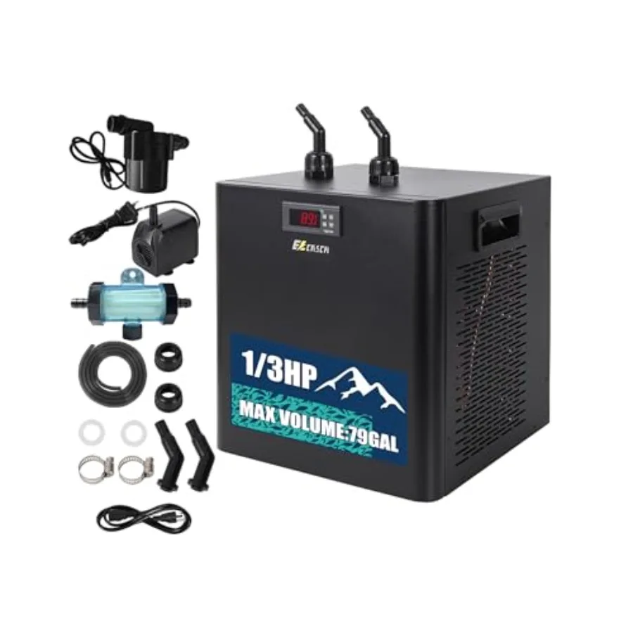 

Ice Bath Water Chiller 1/3HP 79gal for Ice Bath Tubs Universal Chiller for Ice Bath with 2 Pumps and Filter Recovery Chiller fo