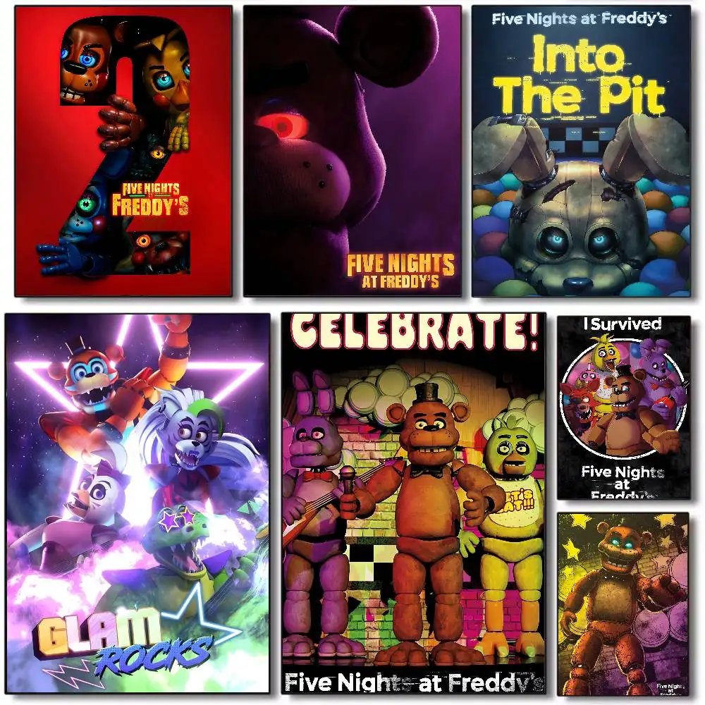 Fnaf Five-nights--Freddys Classic Poster Art canvas HD aesthetic Printing Paper Wall Art for Living Room Bar fashion Home Decor