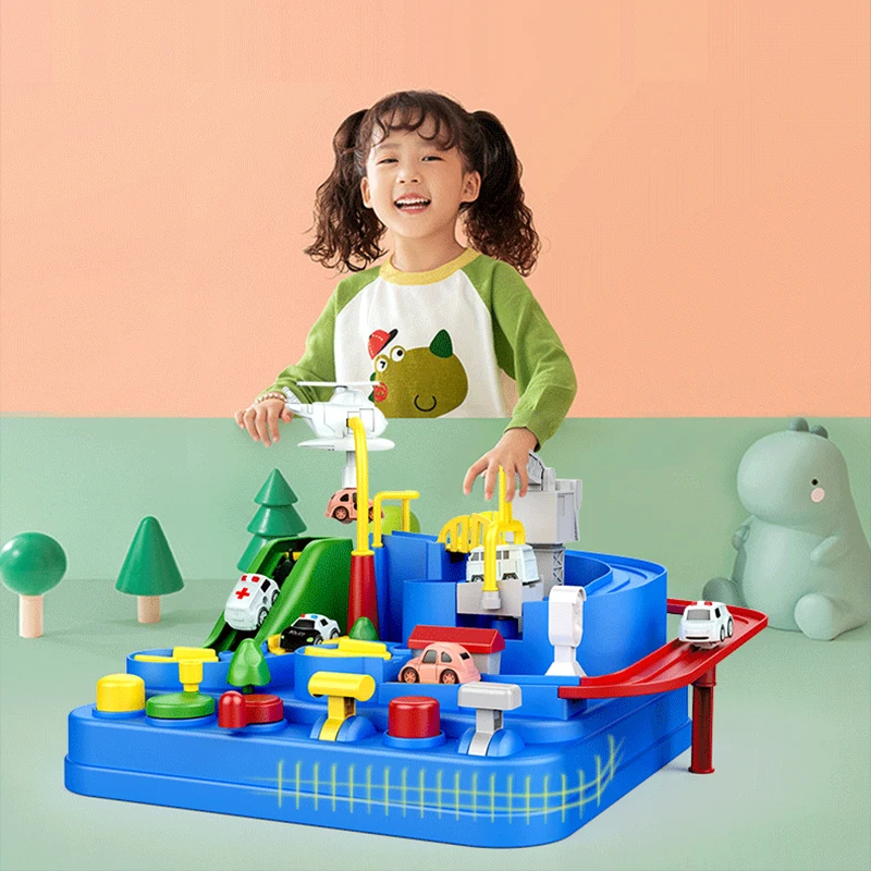 Mini 18*18*14cm Racing Rail Car Model Racing Educational Toys Children Track Car Adventure Game Mechanical Train Cars Toy Gifts