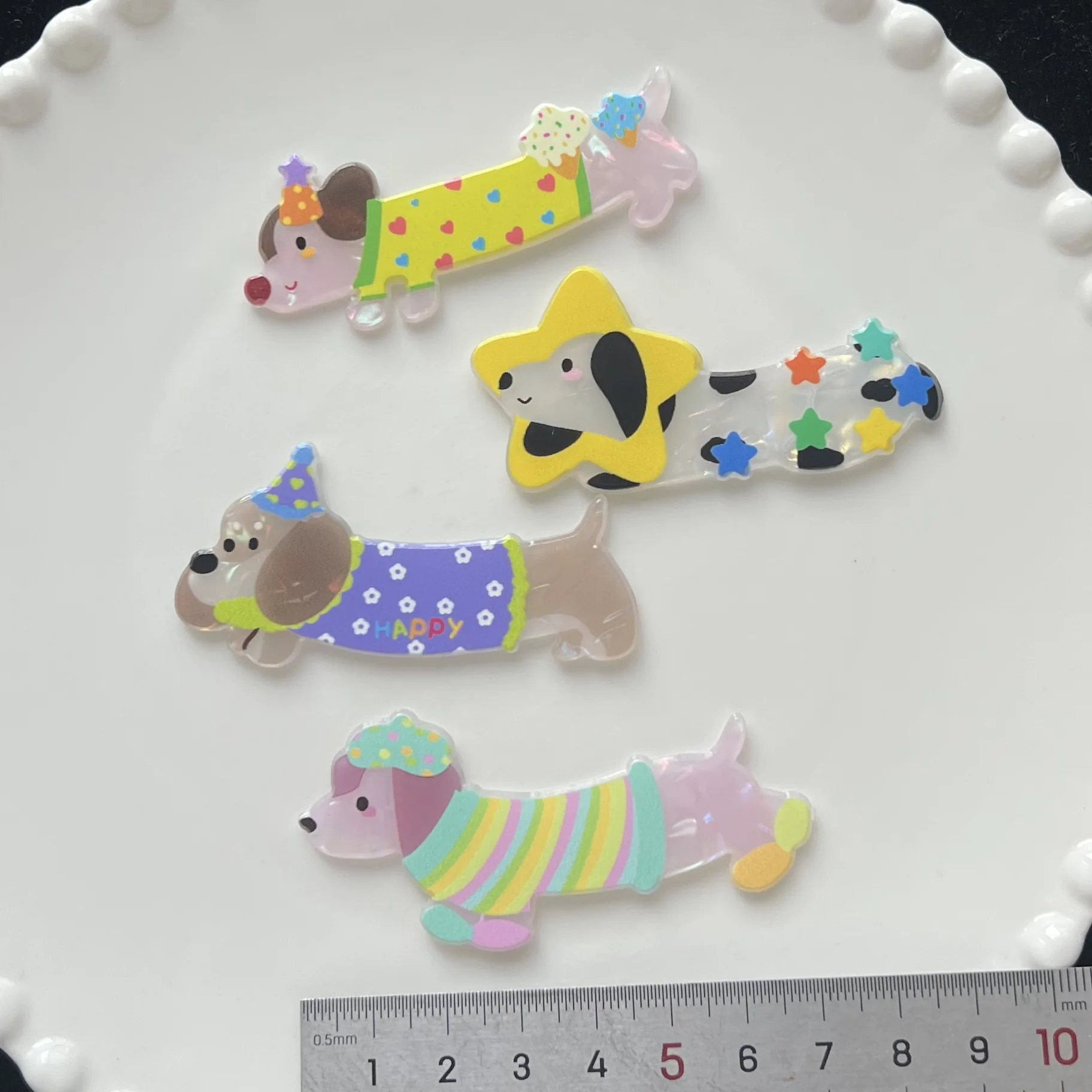 2pcs miniso cute dog series cartoon resin flatback cabochons diy crafts materials jewelry making charms