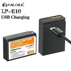 PALO LP-E10 LPE10 LP E10 USB Battery for Canon EOS 1100D 1200D 1300D Kiss X50 X70 X80 Rebel T3 Camera, 2300mAh, USB charging