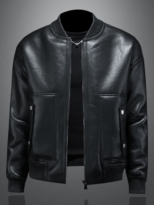 

Мужская зимняя куртка-бомбер Stand Tide Brand с воротником-стойкой, новая повседневная двусторонняя мотоциклетная кожаная куртка-жакет