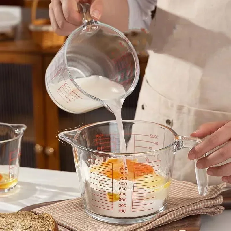

1000ML/500ML Measuring Cups High Temperature Resistant Baking Glass Measuring Cup with Scale Home Kitchen Baking Tools