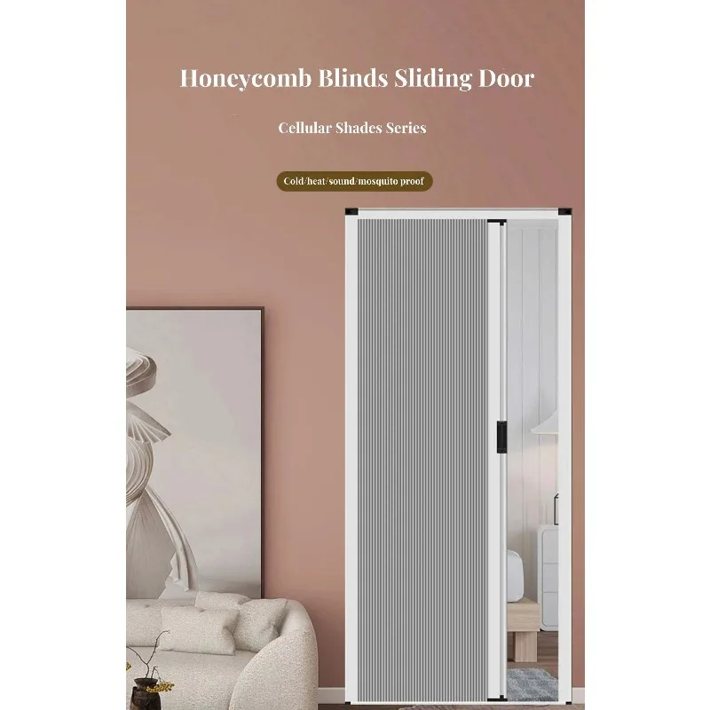 Custom Trackless Aluminum Frame Honeycomb Sliding Door Darkening Privacy Insect Proof Washable Cellular Blind For Balcony