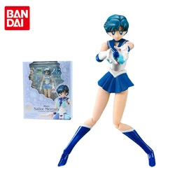 Bandai Sailor Moon Figure SHF Mizuno Ami Mercury Joint Movable Genuine Anime Figure Model Action Toy Figure Toys for Children