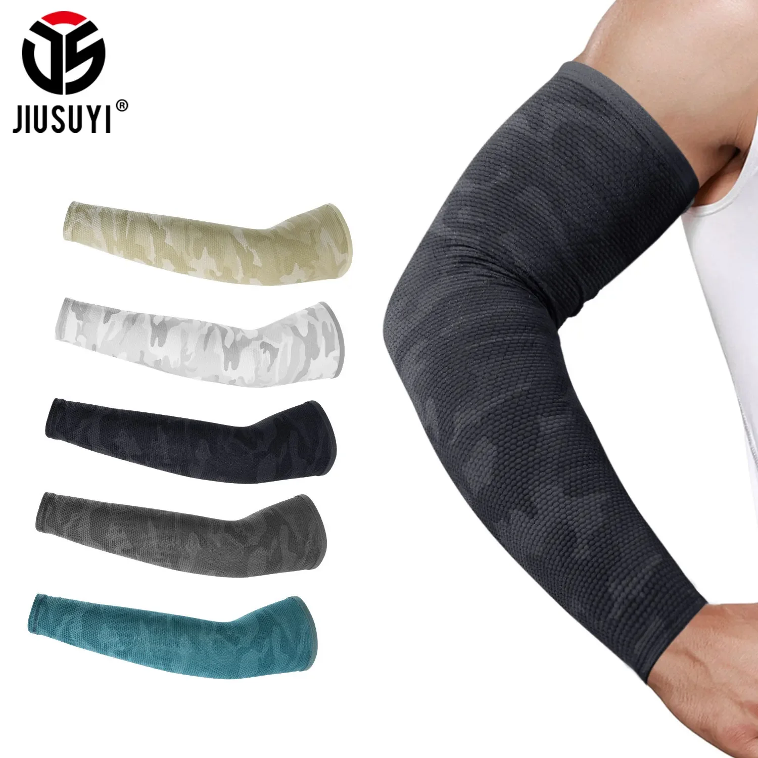 

Sports Compression Arm Sleeves Basketball Cycling Summer Running UV Protection Basketball Volleyball Sunscreen Men Arm Warmers