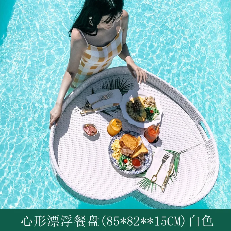 Internet celebrity afternoon tea rattan basket Bali water float breakfast tray villa pool float tray
