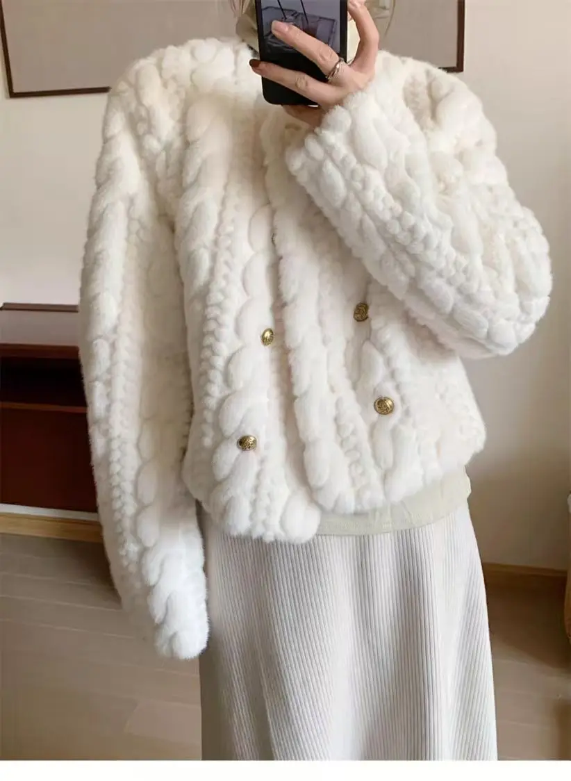 معطف نسائي جديد بتصميم قلاب فضفاض من جلد الغزال المخملي معطف نسائي بأكمام طويلة وأزرار علوية أنيقة