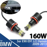 160W White LED Car  Rings Angel Eyes Bulbs for BMW 3 Series E90 E91 LCI Xenon 2009-2013