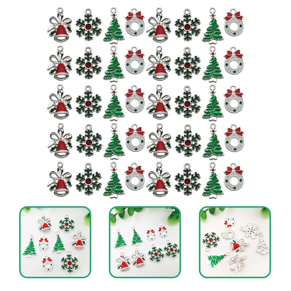 

28pcs Snowflake Bell Accessories Craft Charms for Jewelry Making Earrings Alloy Classic Colors Christmas Elements DIY Necklace