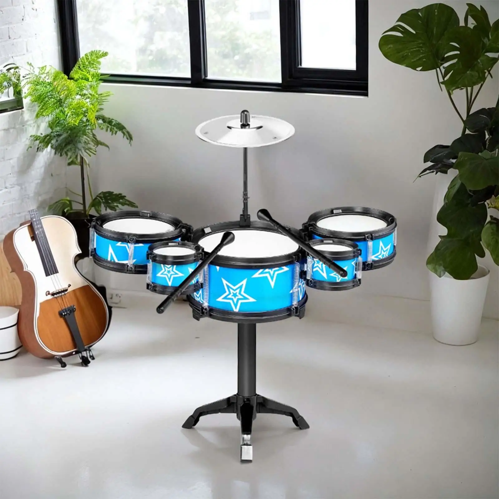 Educational Simulation Drum Set ABS Drumsticks Practice Pad Music Toys for Preschool Boys Girls