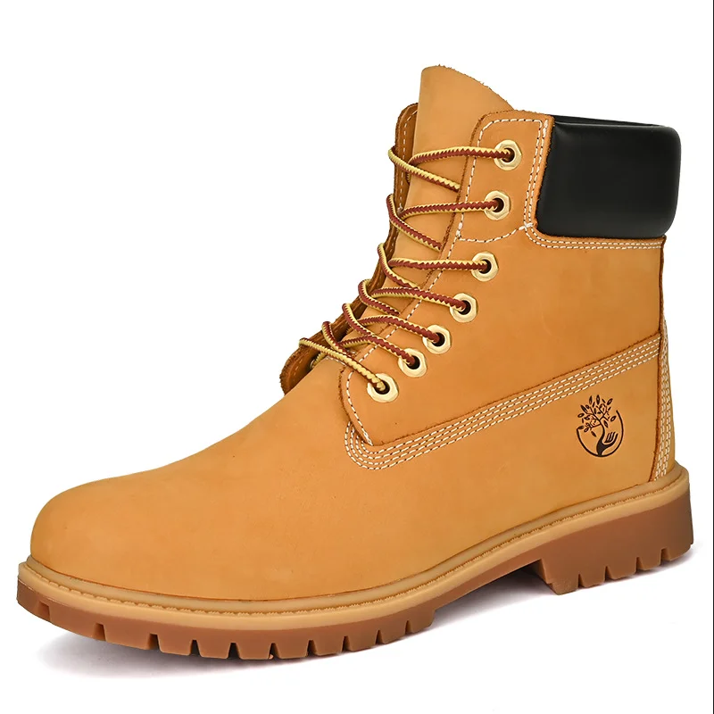 

Boots Men High Top Boots High Quality Women Leather Shoes Fashion Outdoor Sneakers Men Lace Up Non-Slip Ankle Boots for Couple