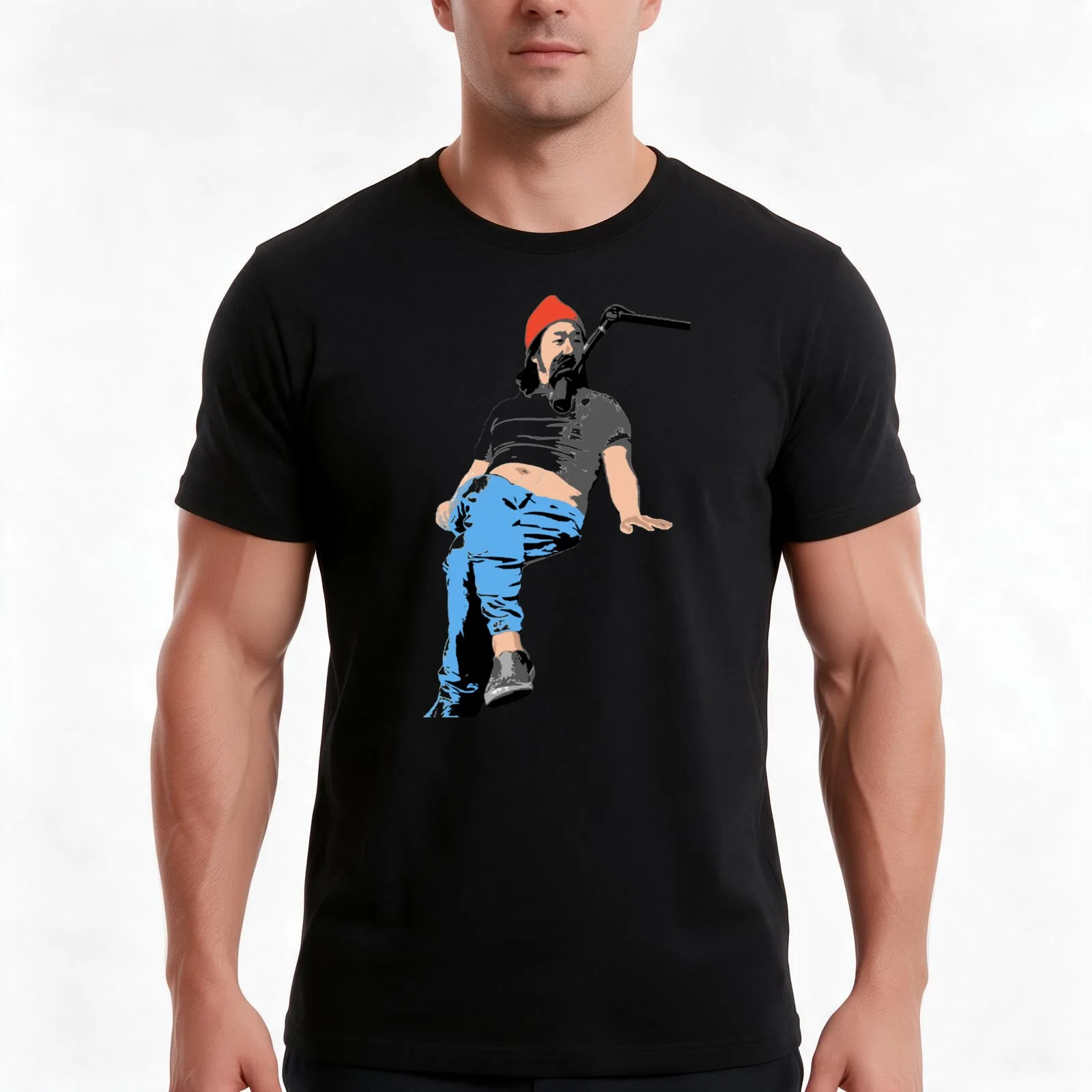 Animated Bobby Lee Podcasting T-Shirt, Summer Casual Cotton Tee, Oversized Streetwear Tops, Vintage Graphic Print, 100% Cotton