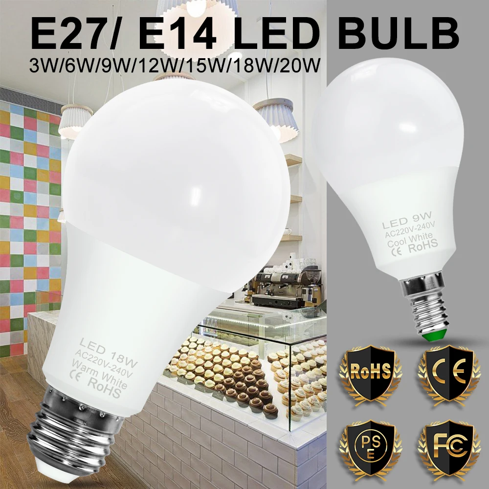 

Lamp Bulb E27 Spotlight E14 LED Light Bulbs 2835 Home Lighting Energy Saving Lights Living Room Super Bright 9w 12w 15w 18w 20w