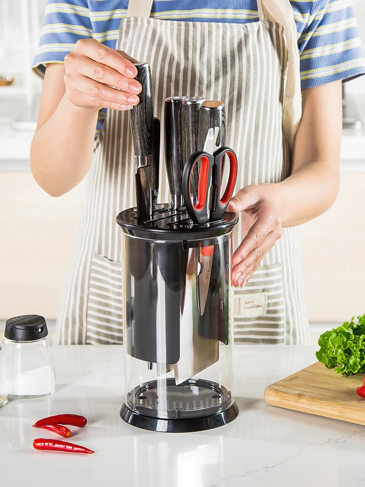 

COOWELL Kitchen Knife Ra Bamboo Multi-Functional Storage Holder Vegetable Knife Organizer Home Use Cooking Tool Accory