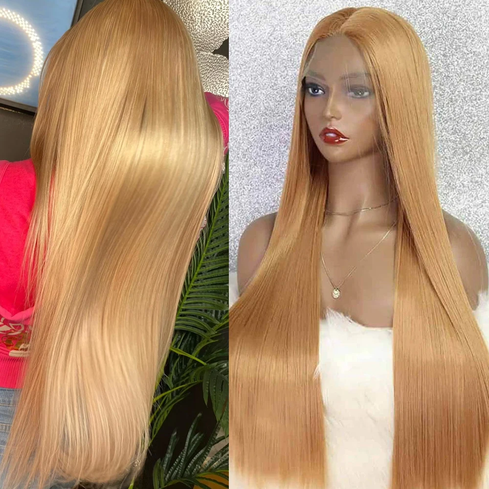 بيرو العسل شقراء 13x6 HD الدانتيل الجبهة خصلات الشعر المستعار الإنسان للنساء على التوالي # 27 لونًا بدون صمغ 13 × 4 باروكة أمامية من الدانتيل قبل التوصيل #2