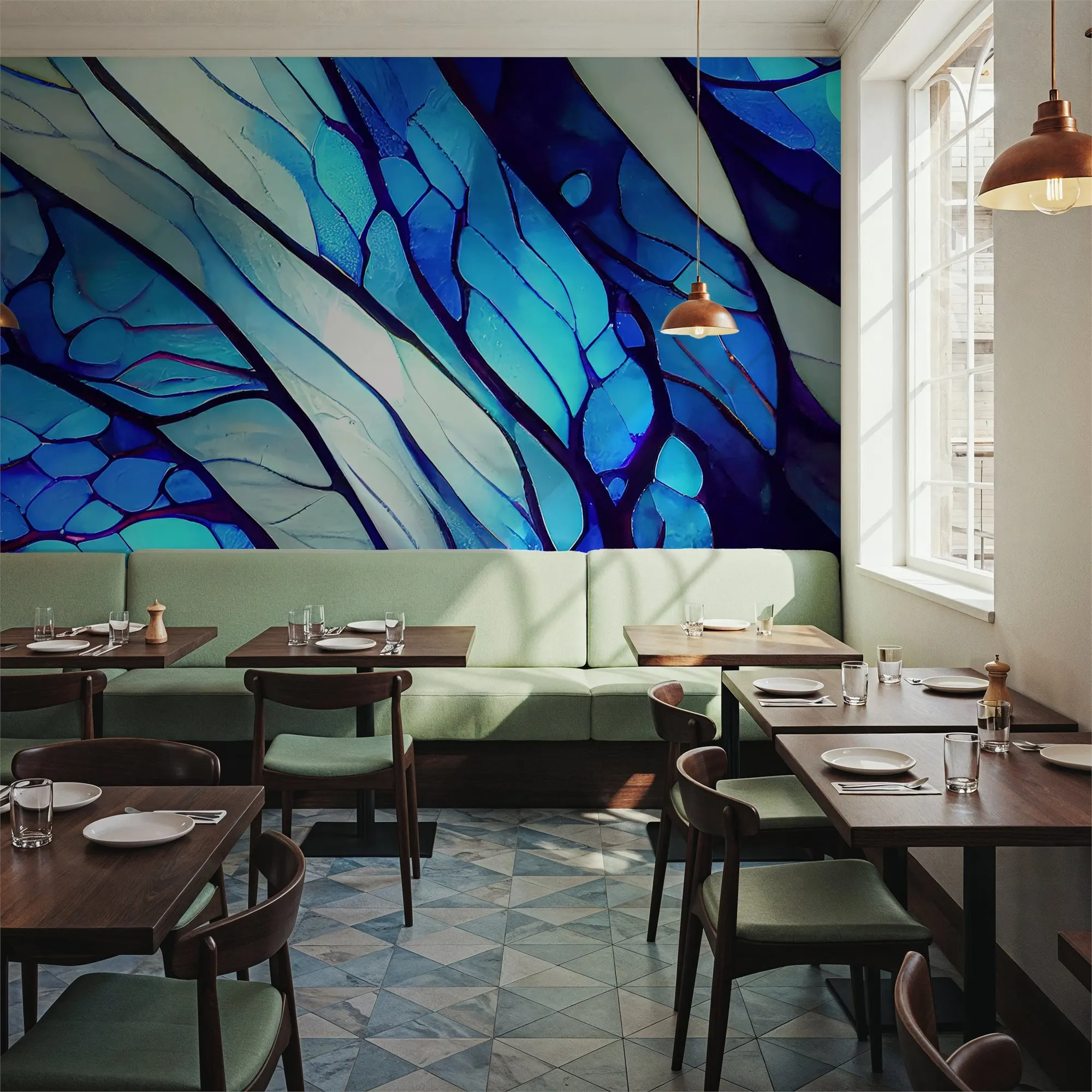 Blue Organic Fields Made to Measure Mural Wallpaper for Bedroom