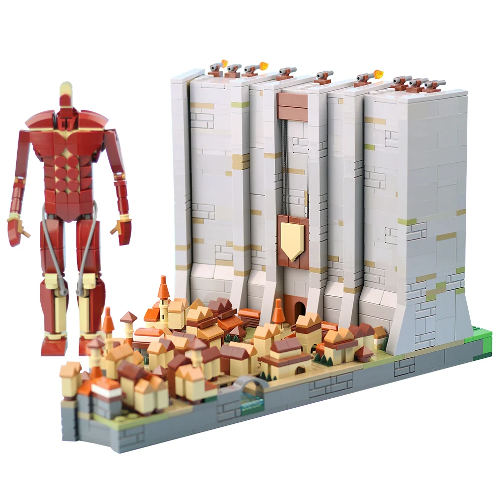 

Attack on Titan The Wall Building Block Model Kit MOC Town Guardian Scene Figure Bricks Toy Kid Birthdays Gift