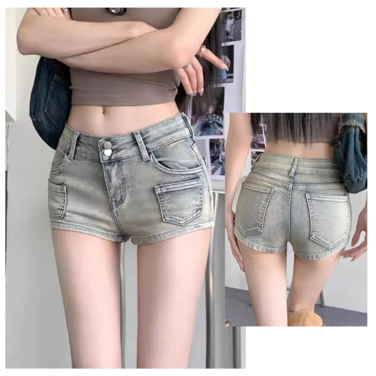 

Summer Women's Low Rise Denim Super Shorts Nostalgic Blue Hot Girl Style Denim Shorts Y2K Sexy Jean Shorts Street Hot Pants