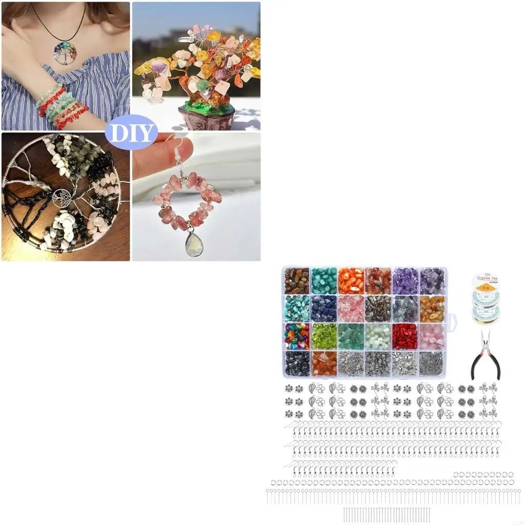 

24 сетки нерегулярного гравия натуральный камень бисер DIY ювелирные изделия ручной работы из драгоценных камней