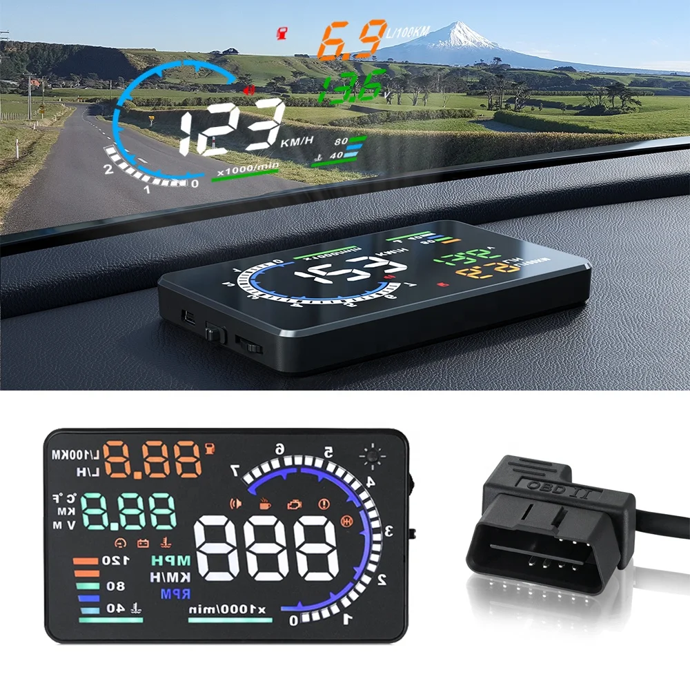 

Проекционный дисплей HUD A8 на лобовое стекло для диагностики автомобиля по OBD2, универсальный автомобильный HUD-дисплей