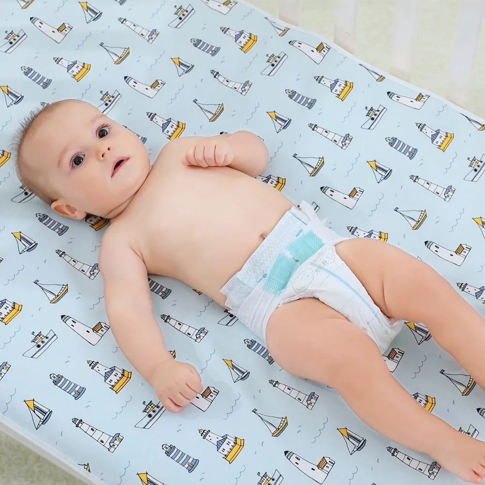 Soft Waterproof Baby Diaper Changing Mat Washable Cute Cartoon Baby Urine Mat Breathable Bed Protector Diaper Baby