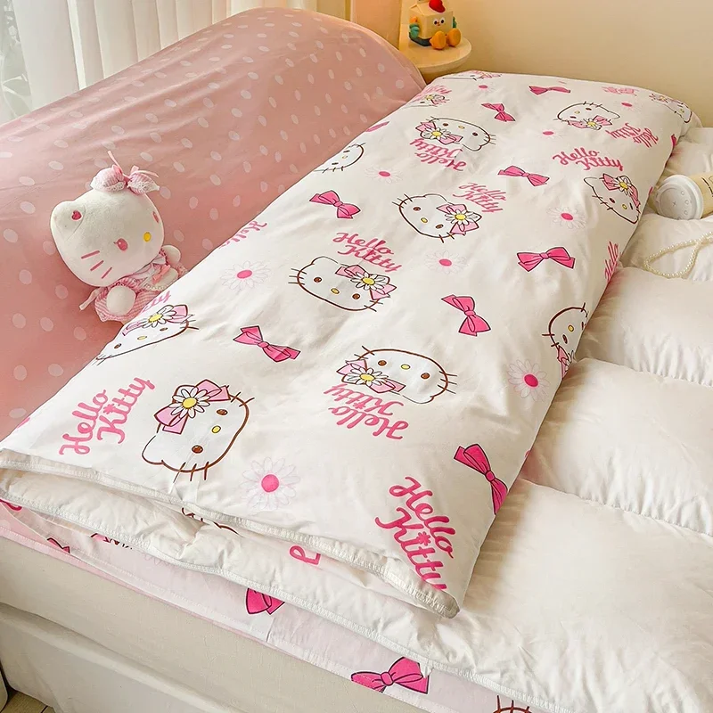 Anime Kawaii HelloKitty Pure Cotton Travel Sleeping Bag Sanrio Cartoon Girls Sheet Quilt Cover Portable Business Travel Supplies