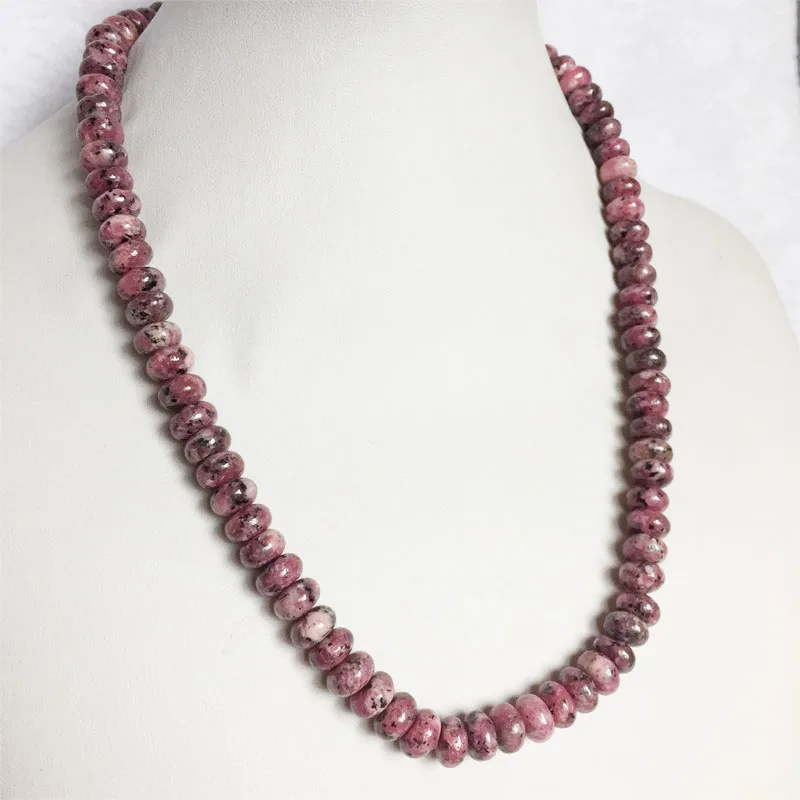 5*8MM Red Dalmatian Jasper Necklace Shiny Natural Stone Chain Chocker Beaded Mother Daughter Prom Party Gift