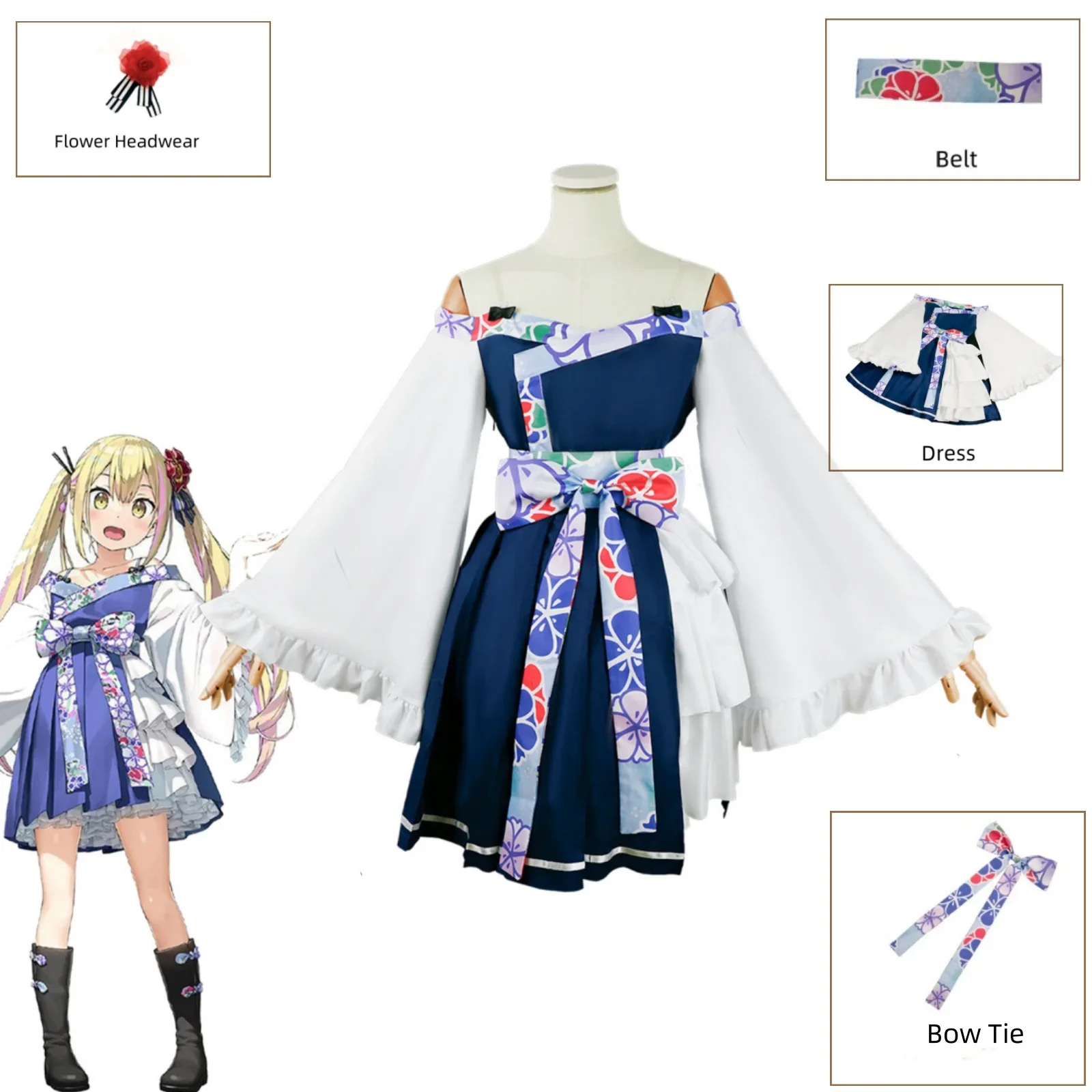 

Sara Da Odin Cosplay Costume Salad Bowl of Eccentrics Sakura Party Dress Anime Henjin No Salad Bowl Woman Lovely Blue Uniform