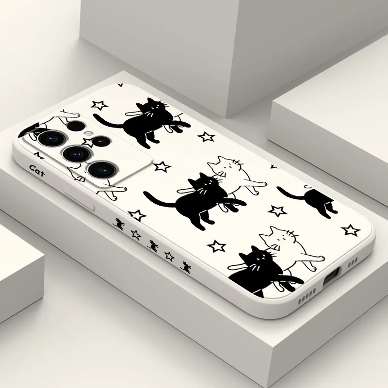 

Star Cute Cat Phone Case For Samsung Galaxy S25 S24 S23 S22 S21 S20 S10 S10E Ultra Plus FE Note 20 Ultra Plus Cover