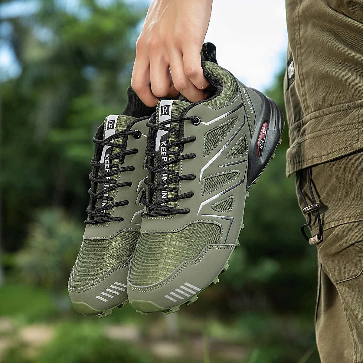 Wasserdichte Herren-Wanderschuhe, atmungsaktives Obermaterial, geeignet für jedes Gelände, Outdoor-Offroad, rutschfest, verschleißfest, Sportschuhe – Detail 11