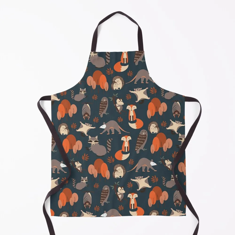 

Woodland Nocturnal Animals Apron Dress manicurist christmas decoration Apron