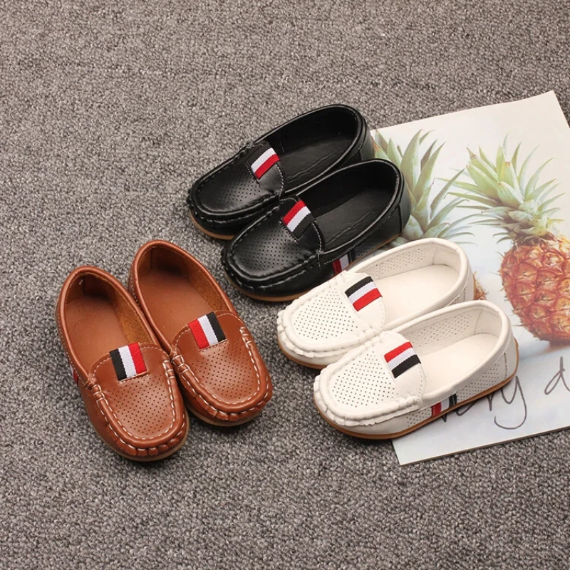 Spring Boys Loafers Hollow Out Slip-on Casual Kid's Flat Shoe Solid Colors Anti-slip Daily Versatile Fashion Children Shoes