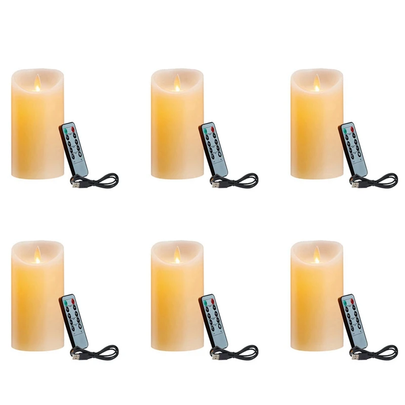 

6X LED Candles, Flickering Flameless Candles, Rechargeable Candle, Real Wax Candles With Remote Control,12.5Cm A